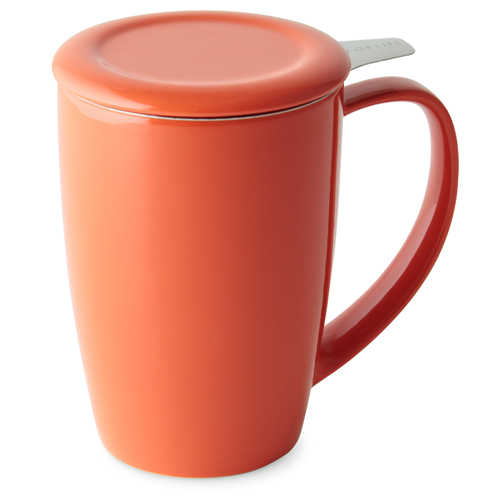 carrot curve tall tea mug with infuser and lid