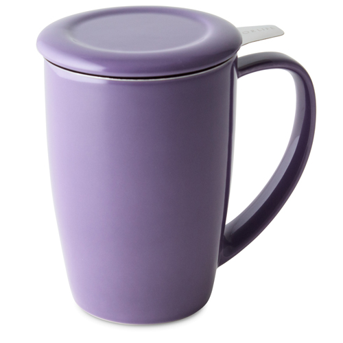 purple curve tall tea mug with infuser and lid